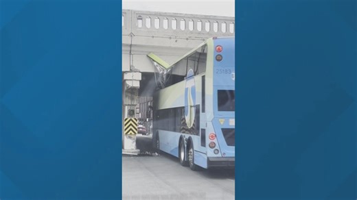 Spokane double-decker bus collides with railroad bridge; four hospitalized