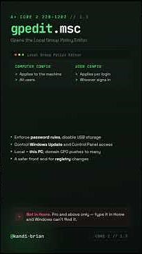 gpedit msc Local Group Policy Editor A+ Core 2 220 1202 Objective 1 3