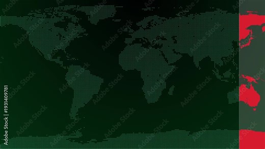 World map with grid line animated horizontal news background video motion. World map loop animation with modern grid lines for news. digital news theme with animated world map and line grid.