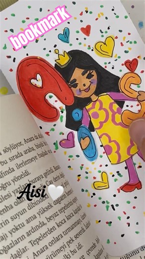 DIY / Bookmark for books #diy #bookmark #easydrawing #acrylicpainting #drawingprocess #cutegirl #art