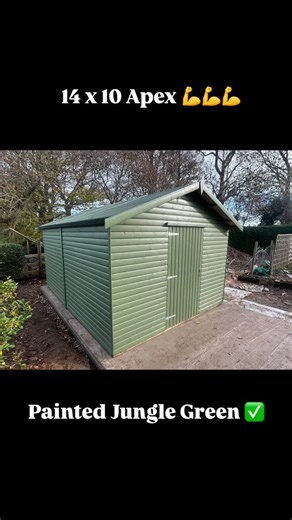 Andrew Dams Sheds and Summerhouses | 💚 14x10 Apex Shed – Jungle Green Finish! 💚 Just wrapped up this 14x10 Apex shed featuring: ✨ 19mm loglap cladding ✨ Robust 2x2 framing ✨... | Instagram
