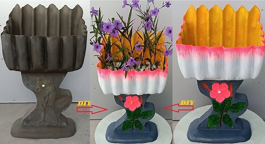 It's unique with the potted plants made from cement and sand. | Genius Crafts