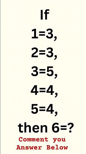 Maths quiz #numericalreasoning If 1 = 3, 2 = 3, 3 = 5, 4 = 4, 5 = 4, then 6 = ?#mathshorts series