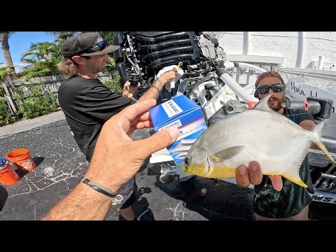 2,000 HOUR service on my Suzuki's! Bonus POMPANO Fishing!!