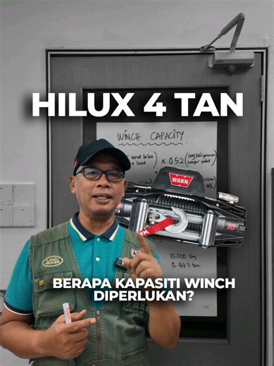 Replying to @kampongchai0 Winch berapa kapasiti baru cukup kalau 4x4 sangkut kat lumpur? 🤔 En Jamil explain kasi clear. 𝗣𝗲𝗻𝗷𝗲𝗹𝗮𝘀𝗮𝗻 𝗳𝗼𝗿𝗺𝘂𝗹𝗮: ✨ 0.52 = koefisien rintangan permukaan untuk lumpur / permukaan lembap (S) ✨ 0.71 = nilai gradient untuk cerun 100% / sudut kira-kira 45 darjah (G) #FWDEquipment #4x4malaysia #warnwinch #winchrecovery #fyp