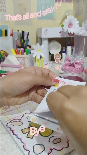 Diy cute 🥺 sticky note with no glue stick 🍡😎/#diycutestickynote#diynotepad#diy#shorts#schoolcrafts