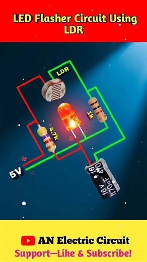 LED Flasher Circuit Using LDR | #shortsfeed #electrical #electroniccircuit #electronic