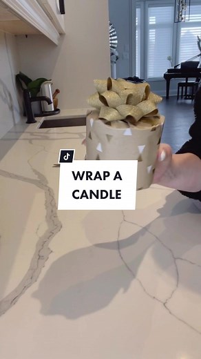 How to wrap a candle! #wrappinggifts #wrappingtips #wrappinghacks #allwrappedup #lizluxehome