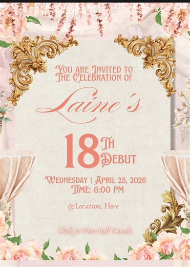 Elegant Digital Debut Invitation Template for Free