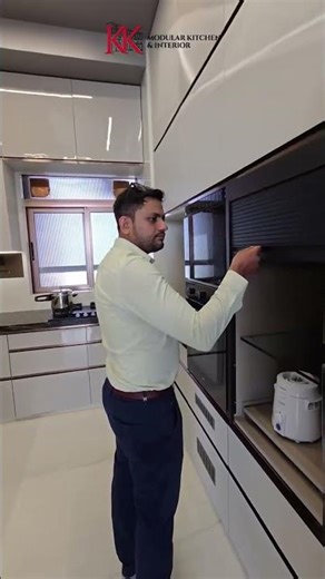 C-Shaped Luxury Modular Kitchen with Rolling Shutter | Rustomjee Crown, Prabhadevi |