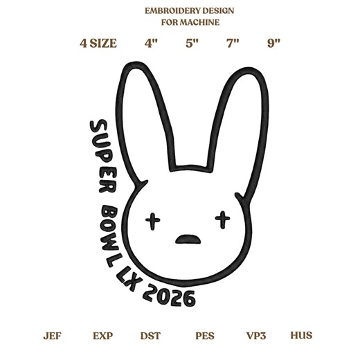 Bad Bunny Benito Bowl Embroidery Design, American Football Game Embroidery, Final Football Game - Etsy