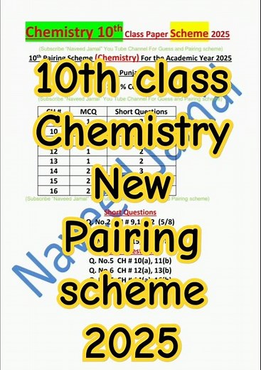 10th class Chemistry new pairing scheme 2025 | class 10 Chemistry scheme 2025