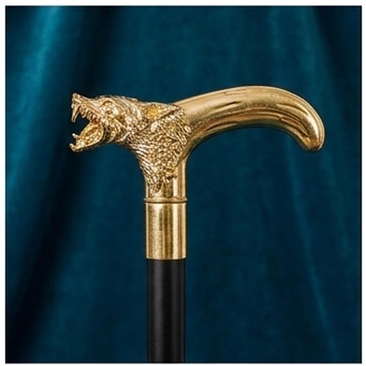 Gold Wolf Head Handle Walking Stick – Men’s Vintage Cane - Etsy