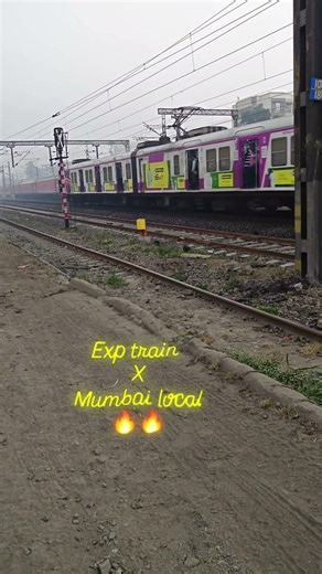 Exp meet Mumbai local 🔥🔥#train #shortsfeed #railway #mumbailocal #indianrailways #railtrack #viral