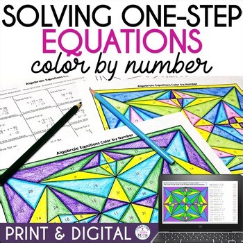 Solving One Step Equations Math Coloring by Number Sheets 6th Grade Worksheets