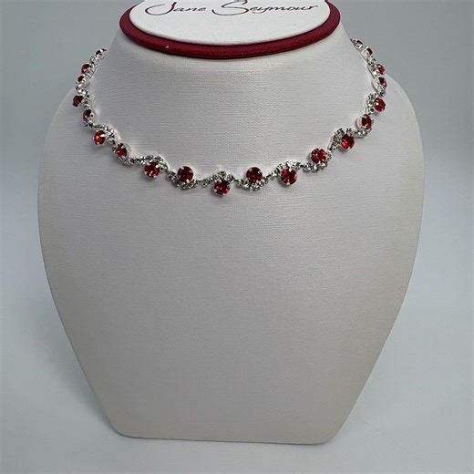 Red Crystal Statement Necklace and Earrings, Red and Clear Wedding Necklace Set, Red Bib Rhinestone Necklace Set - Etsy