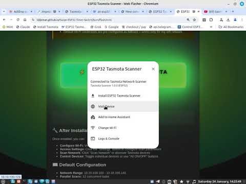 ESP32 Tasmota scanner controller install and configure from browser