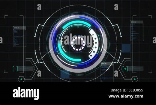 Animation of scope scanning and data processing over grid and screens. global computing and data processing concept digitally generated video Stock Video Footage - Alamy