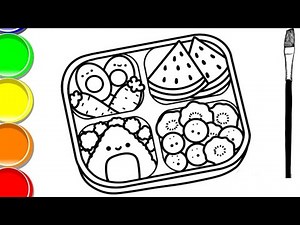 Let's Colour And Draw a Cute Lunch Box Drawing Easy Step By Step #kids art and learning
