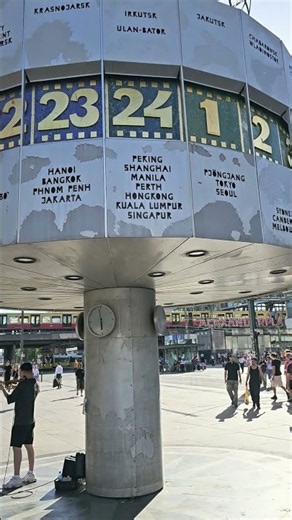 🌍 Standing at the World Clock (Urania World Clock) in Berlin! 🇩🇪