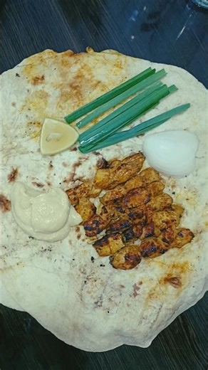 Arabic Traditional Kuboos with tandoori chicken tikka kebab & Arabic Hummus | Arabic Pita Bread Roti