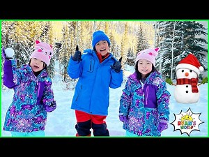 Ryan's Skiing and We build a snowman together! - Videos For Kids