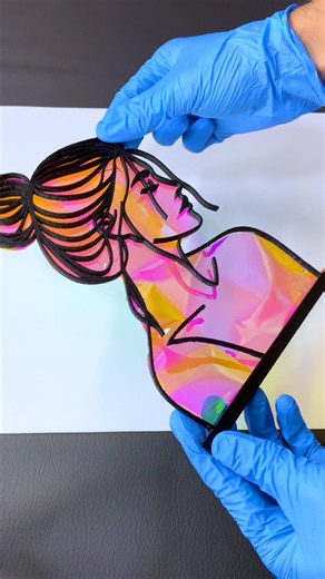Creating Iridescent Portrait Wall Art (Oddly Satisfying) #art #diy #satisfying