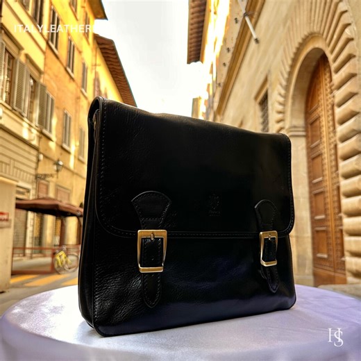 Italian Black Leather Satchel Bag, Handmade in Italy, Genuine Leather Messenger - Etsy