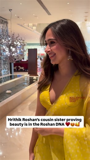 Bollywood Street Snap on Instagram: "Pashmina Roshan stuns in a yellow dress—grace and beauty clearly run in the Roshan family, Hrithik Roshan’s cousin sister glowing bright♥️😍 #PashminaRoshan #HrithikRoshan #RoshanFamily #Bollywood #StarVibes #BollywoodBuzz #BollywoodSpotting #GlamGoals"