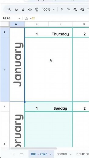 2026 in Google Sheets