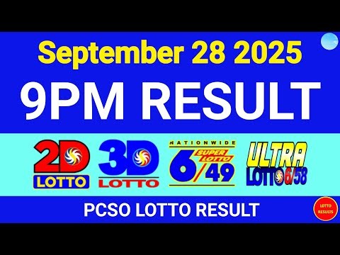 9PM Lotto Result Today September 28, 2025 | Swertres EZ2 #3Dlotto
