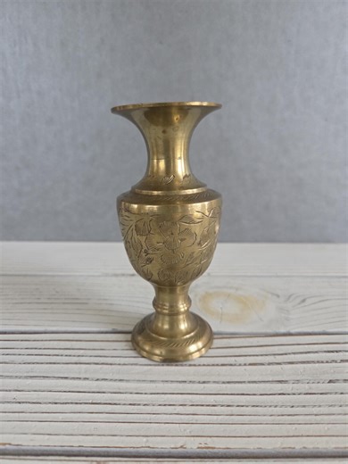 Brass Etched Vase Vintage - Etsy