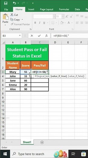 Pass/Fail Formula in Excel | Quick Excel Tips