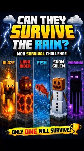 I Put 5 Minecraft Mobs In Rain... Who Will Survive? 🌧️😱 #minecraft