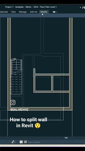 HOW TO SPLIT WALL IN REVIT BY CLICKING ELEMENT TOO #revitusers #revitapps #revit #architecture