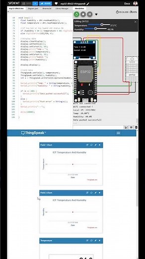Wokwi Simulation ESP32 Thingspeak #esp32 #dht22 #thingspeak #iot