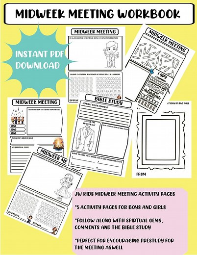 JW KIDS Midweek CLM Meeting Workbook Jehovah Witness Kids Activity Book Ages 5-10 - Etsy