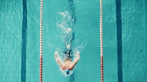 Aerial Top View Male Swimmer Swimming Stock Footage Video (100% Royalty-free) 1075356632 | Shutterstock