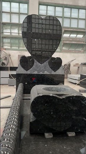 Carvd Heart Shaped Headstone Blue Pearl Granite Kerb Tombstone