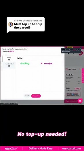 Not a must to top up! #easyparcel #shippingservices #easyparceltutorial #discount #delivery