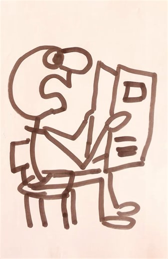 cartoon man reading newspaper easy drawing