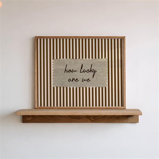 How Lucky Are Poster Hand Written Wall Art Print Minimalist Brown Stripes Typography Decor Horizontal Landscape Physical Print - Etsy