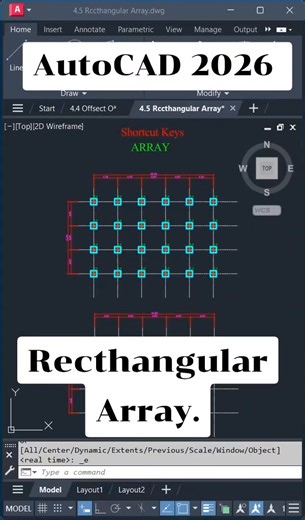 42K views · 1K reactions | AutoCAD 2026 Recthangular Array. ห้องเรียนเขียนแบบออนไลน์ | ห้องเรียนเขียนแบบออนไลน์ | Facebook