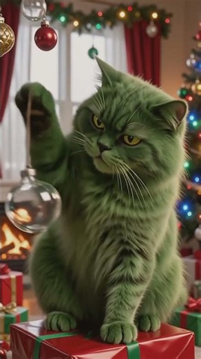 Real Cat as The Grinch — He Hates Christmas Too! 😂💚🐱