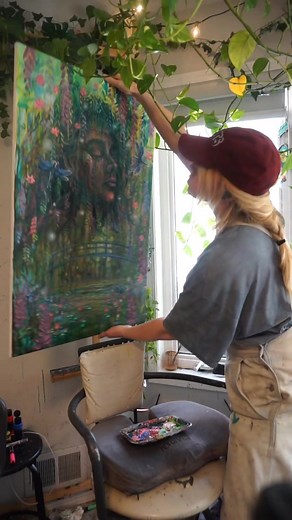 Monet's Oasis Portrait Painting Process with ASMR Sounds