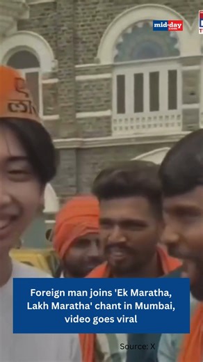 2.5K views · 23 reactions | In Mumbai, a foreign man wearing a saffron cap joined locals in chanting "Ek Maratha, Lakh Maratha," creating a viral cultural moment that highlighted global curiosity about regional Indian traditions. #EkMarathaLakhMaratha #MumbaiViral #CulturalExchange #MarathaPride | MiD DAY | Facebook