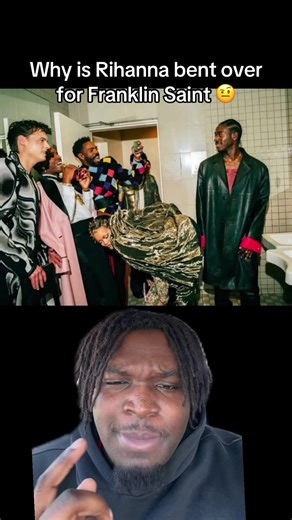 there’s so much going on in this image 😭🙏🏿 damson idris can’t believe what he’s seeing, asap rocky gleeful asl and Rihanna tryna learn abt dat Franklin saint
