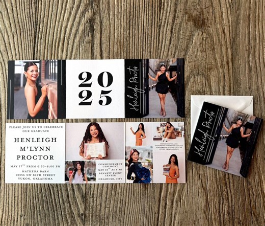 Black Tri-fold Graduation Announcements or Invitations · Include Photos, Text and Custom Designed for YOU - Etsy UK