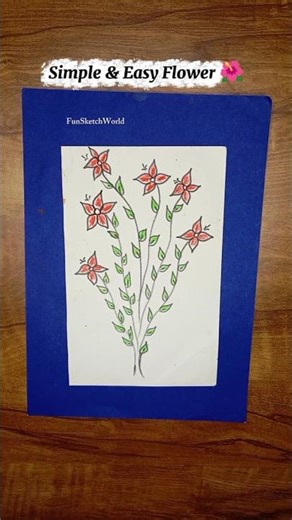 Cute Red Flower Drawing 🌺 | Simple Flower Art Step by Step | FunSketchWorld #shorts #art #viral #diy
