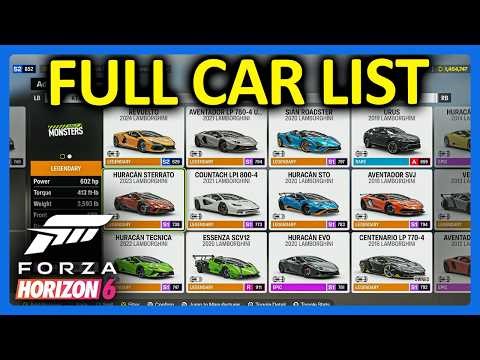 Forza Horizon 6 : FULL CAR LIST + DLC CARS!!!